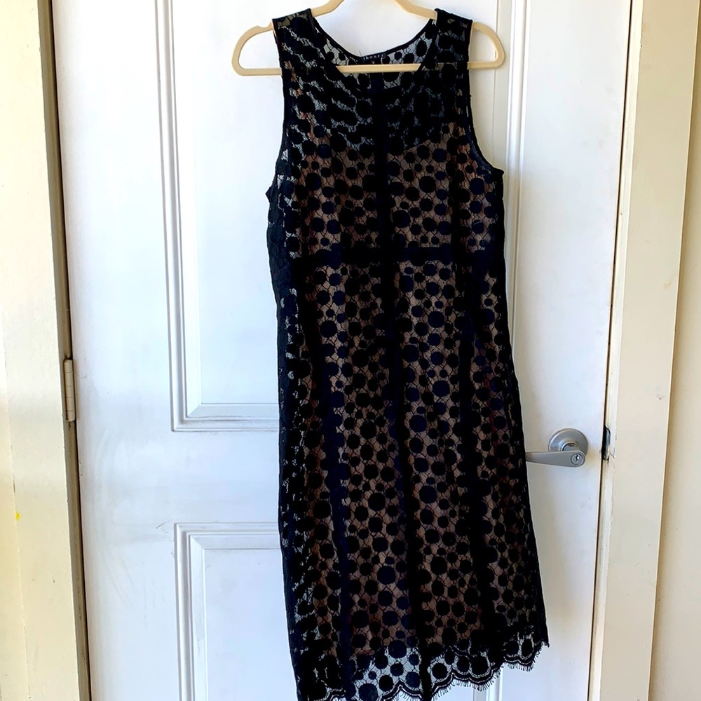 Theory Lined Black Lace Midi Dress sz 12